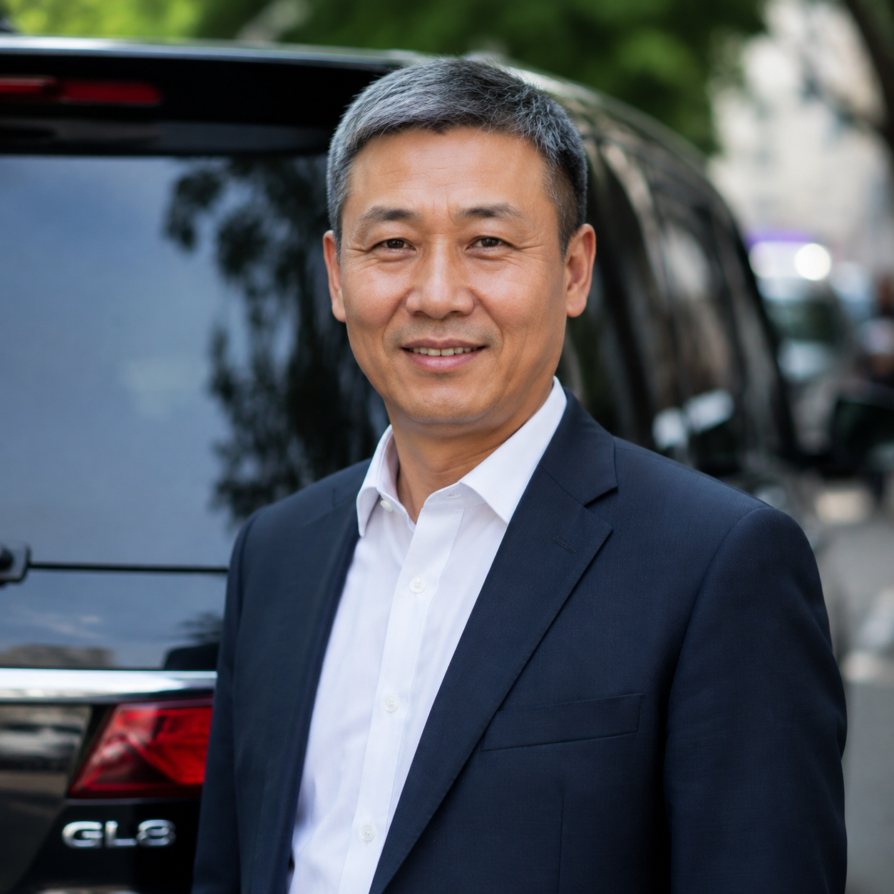 司机熊国辉师傅的证件照，着深色工装